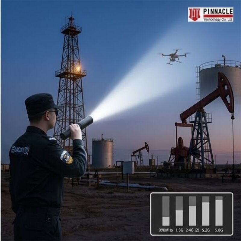 500m de alcance IP65 impermeável 1kg Lâmpada de lanterna leve Anti-drone Jammer Portable Tactical UAS Defesa