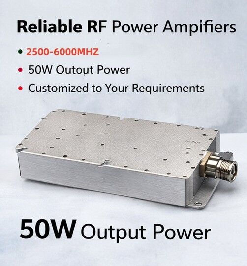 Modulo de amplificador de alta potência de 8 ̊10 GHz de 50 W Amplificador de potência de RF de alta eficiência para aplicações de banda X